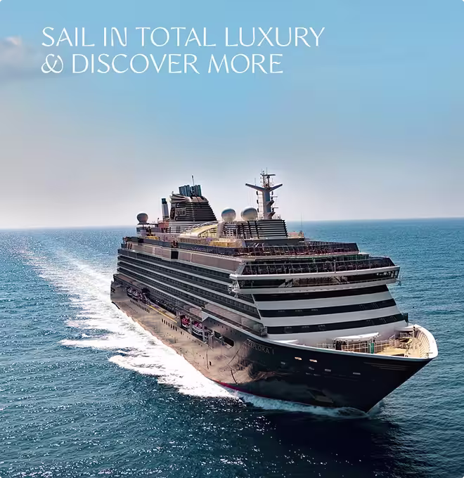 Luxury expedition cruise ship sailing on the open sea