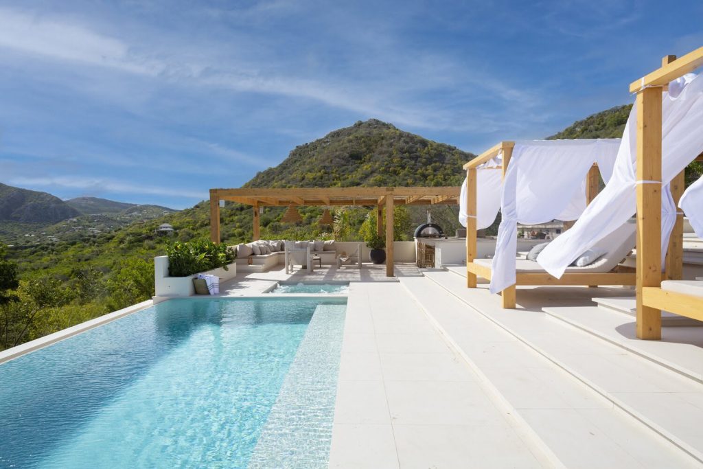 Infinity pool and terrace at a villa in Antigua