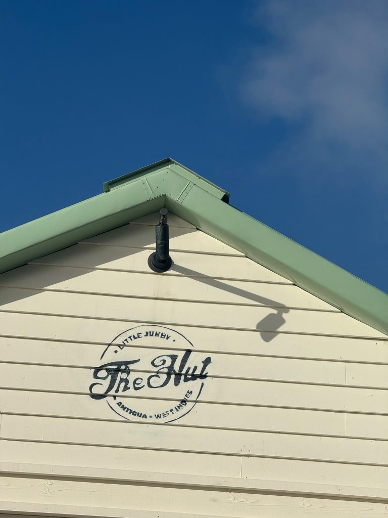 Sign for The Hut restaurant at Little Jumby Bay, Antigua